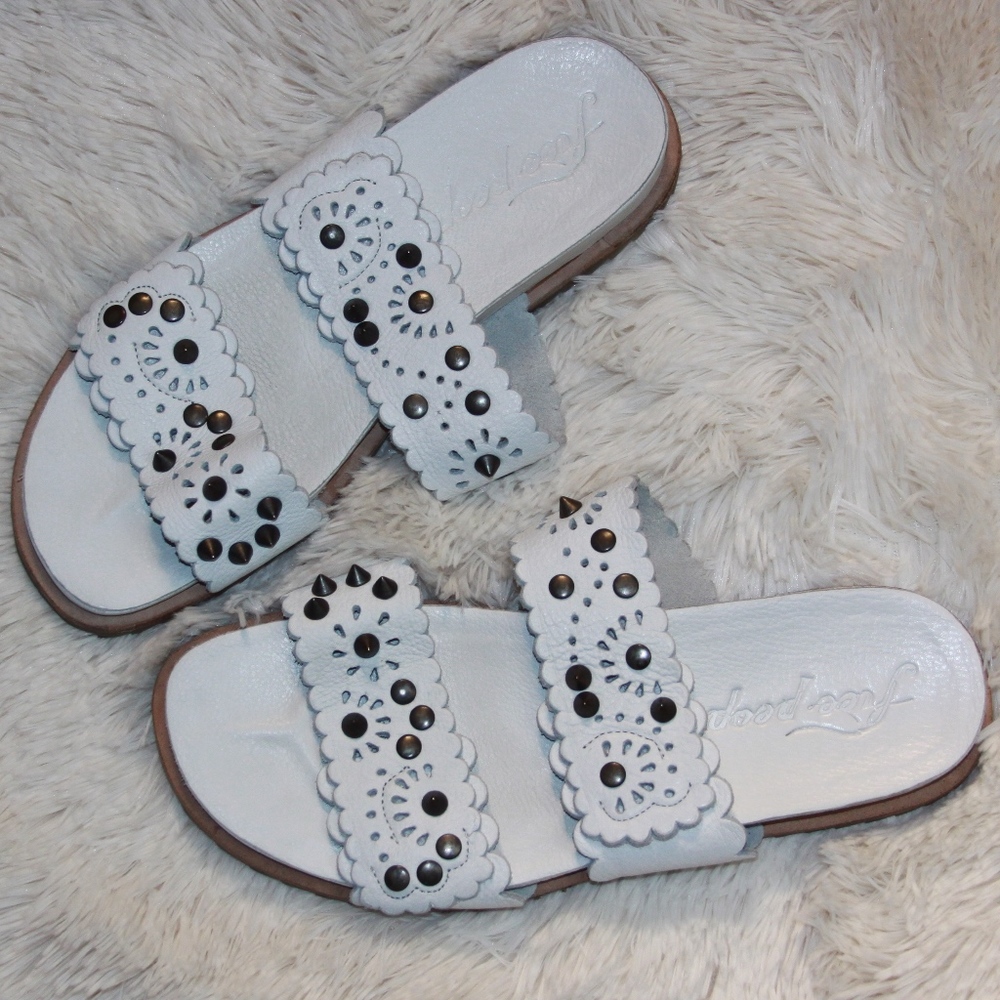 NEW Free People Leather Studded Slip-On Sandals